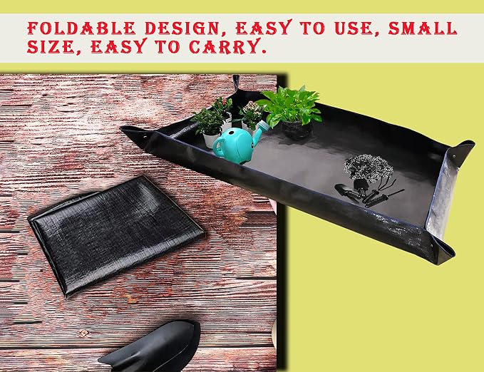 BIUWING 2 PCS Large Repotting Mat for Plant Transplanting and Mess Control, 43" X 29" Thickened Foldable Waterproof Plant Potting Tray, Portable Potting Mat Gardening Tray for House Plants Succulents