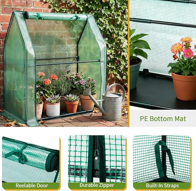 Mini Greenhouse for Indoor Outdoor,36"x18"x33" Tabletop Portable Green House with Waterproof Pad for Small Plants Nursery Germination (Green)