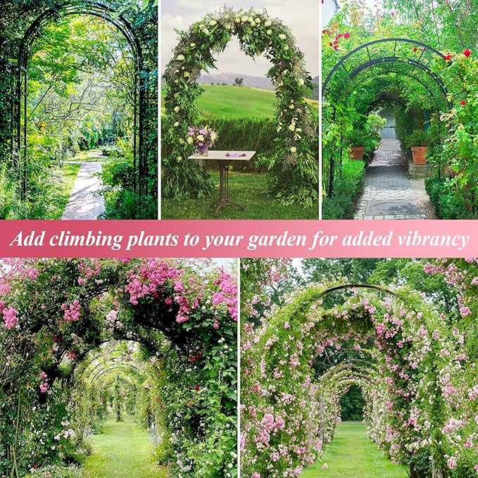 Thickened Tube Garden Arch Trellis - 4.6ft Wide x 7.9ft High or 7.6ft Wide x 6.4ft High - Garden Trellis for Climbing Plants - Stable Garden Arbor, Birthday Party Wedding Arch Decoration