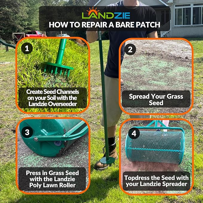 Landzie Spot Seeder Lawn Aerator and Grass Patch Repair Tool - Spike Seeding and Slit Seeder Aerator Lawn Tool for Lawn Repair & Dog Spots Heavy-Duty Spot Aerator Dethatcher for Grass