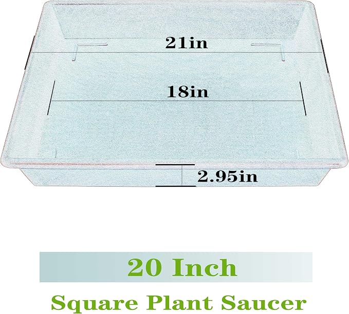 NIMYAU Square Plant Saucer 20 Inch 2 Pack 16 18 20 Extra Large Plant Trays for Pots Heavy Duty Plastic Plant Saucers for Indoors Outdoors, Flower Pot No Holes Plant Drip Trays