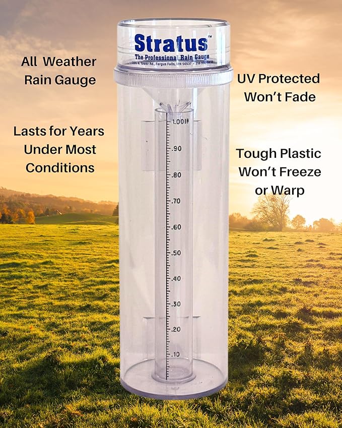 Stratus Precision Rain Gauge – 14" All-Weather Gauge with mounting Bracket, Accurate to 1/100", Durable and Easy to Read for Gardeners, Meteorologists, and Weather Enthusiasts