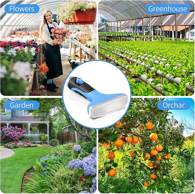 Dreyoo Fan Spray Nozzle for Garden Hose, Heavy Duty Garden Hose Head Spray for Watering Wand with Flow Control and Ergonomic Insulated Grip, Blue (2 Pack)