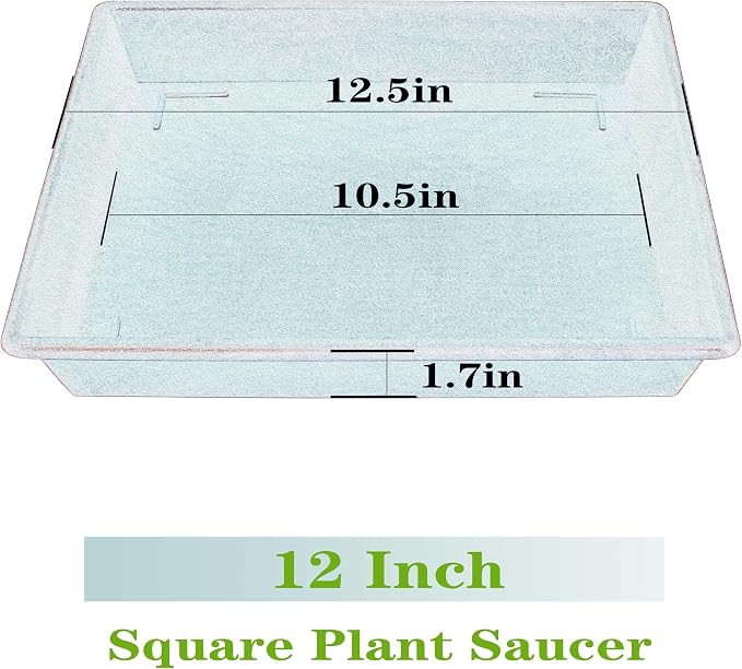 NIMYAU Square Plant Saucer 12 Inch 5 Pack, Plant Stand Plant Trays for Pots Heavy Duty Plastic Plant Saucers for Indoors Outdoors, Flower Pot No Holes Plant Lover Gardening Gifts