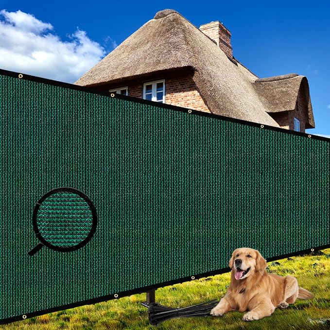 Shade&Beyond 4'x7' Dark Green Privacy Screen Fence Cover 170 GSM Fencing Mesh Fence Panel for Wall Garden Yard Backyard Indoor Outdoor Home Decoration