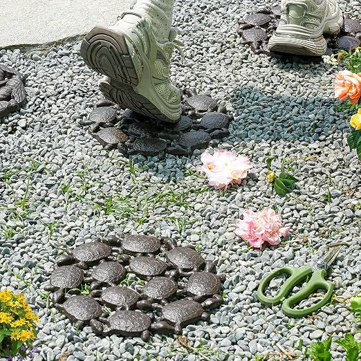 Sungmor Vintage Cast Iron Tortoises Stepping Stone,Rustic Garden Decorative Stone,Wear Resistant Stepping Mat,Outdoor Patio Pathway Accent for Lawn,Yard
