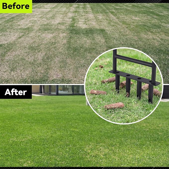 Manual Lawn Core Aerator Tool, Heavy Duty Carbon Steel Lawn Aerator, Ergonomic Labor-Saving Yard Garden Tool for Compacted Soil, Lawn Care Essentials