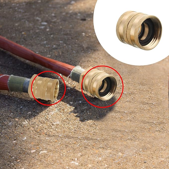 Hourleey Garden Hose Adapter, 3/4 Inch Solid Brass Hose Connectors, 4 Pack Hose Connector with 4 Extra Washers (Female to Female)
