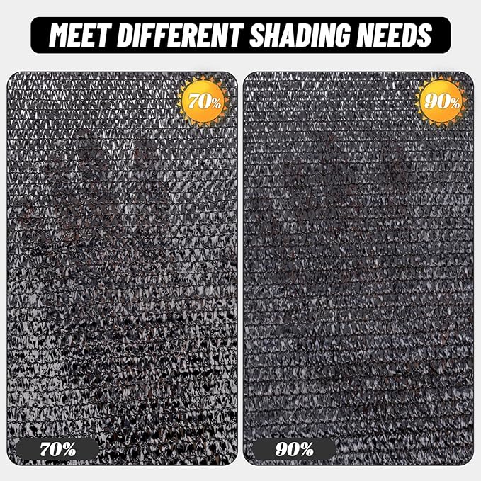 Cool Area 90% Sun Shade Cloth Mesh Tarp with Grommets for Plant Cover 6x8ft Patio Canopy Garden Pergola Greenhouse Car Barn Kennel Black