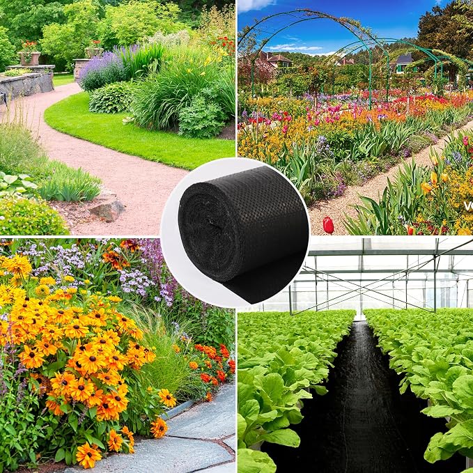 Jevrench 3.2oz Weed Barrier Landscape Fabric Heavy Duty, 3ft x 50ft Premium Garden Landscaping Fabric, Ground Cover Weed Control Fabric Outdoor Weed Mat Garden Lawn Fabric