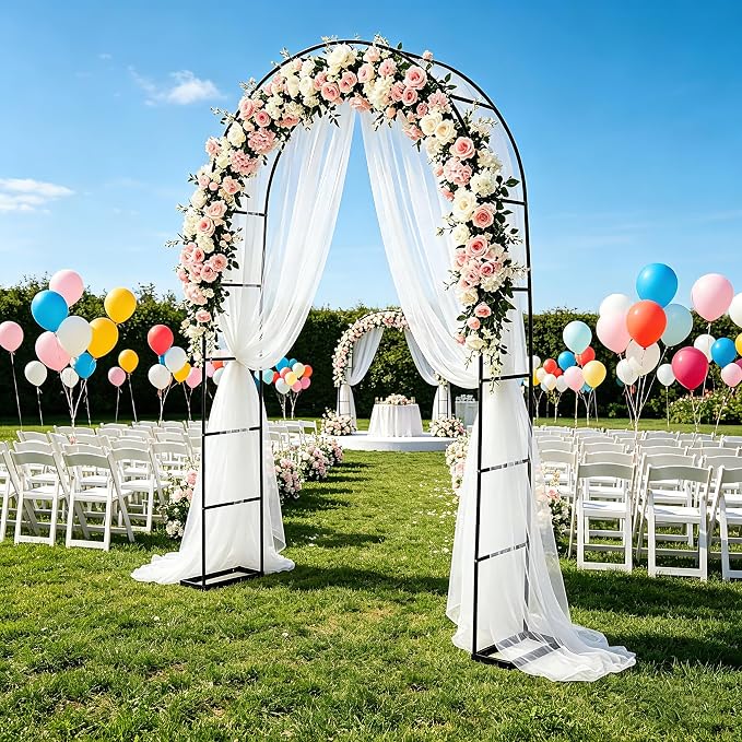 Thorise 7.9 Ft H x 4.6 Ft W Metal Pergola Arbor,Assemble Freely 2 Sizes,for Various Climbing Plant Wedding Garden Arch Bridal Party Decoration Wide Arbor