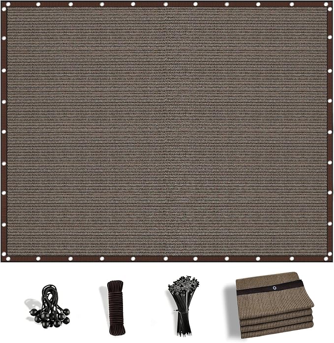 Shade Cloth for Garden ，Greenhouse Plants Fence Privacy Screen s Outdoor Patio Balcony Awning mesh tarp pergola Cover Screen Porch Backyard Apartments Retractable 10FT*12FT 50%