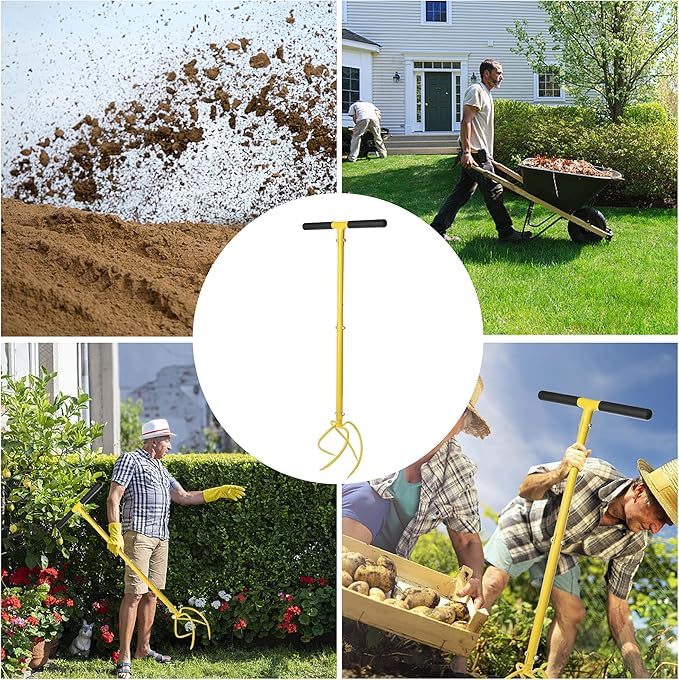 BARAYSTUS Garden Hand Tiller Garden Claw Twist Tiller Cultivator Tiller Soil Loosener Lawn Aerator Areator Loosen, Rototiller, Garden Bed and Plant Box Cultivator, Garden Tools.