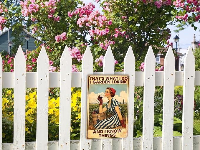 Garden Signs for Outside Wall Decor Funny Metal Signs Vintage Garden Decor for Gardener Gardening Sign Cottage Core Room Decor 8x12 Inches