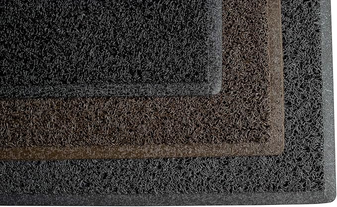 UNIMAT Vinyl Loop Plain Doormat 3'X5' - Rubber Smooth Backing - Doormat with Drainage - Ideal for Pool and Outdoor - American Spaghetti Mat -Mesh Floor mat-Rubber Mulch (Gray)
