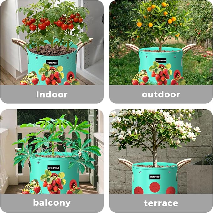 7 Pack 5 Gallon Grow Bags Heavy Duty 180G Thickened PE Plant Pots with 8 Breathable Holes