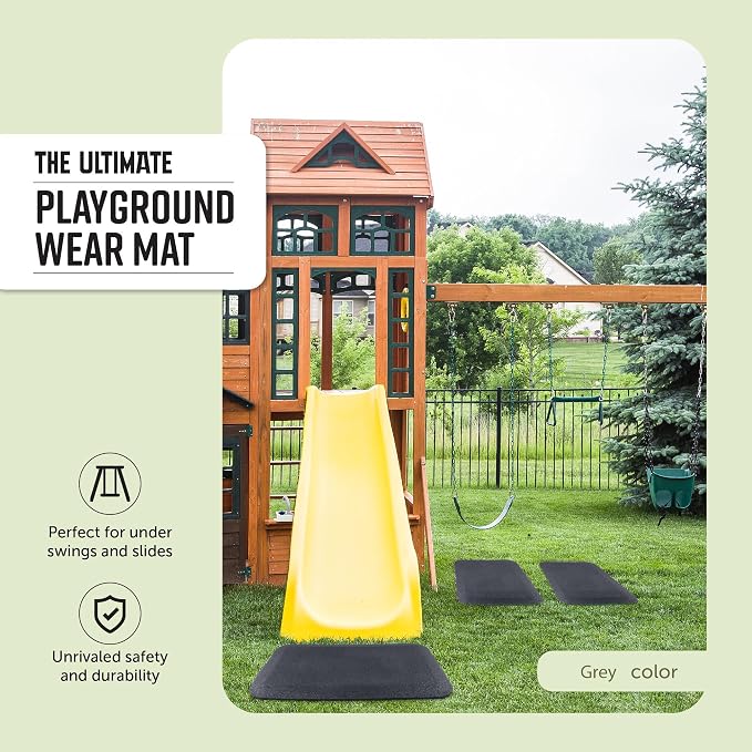 Playsafer Playground Safety Rubber Wearmat for Swingsets and Slides - 1" Thick X 24" W X 40" L (1 Pack, Gray)