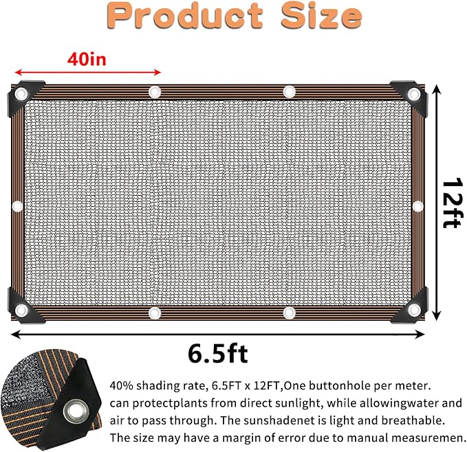 Shade Cloth for Plants Greenhouse, 40-50% Sunblock Shade Sails -for Outdoor Garden Pergola Patio Lawn Plant Sun Shade Cloths for Kennel Chicken Coop Easier to Hang Shade Net Cover