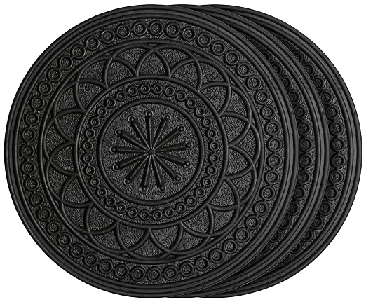 HF by LT Rubber Estate Garden Stepping Stone, Round, 11-3/4 Inches, Black, Set of 3
