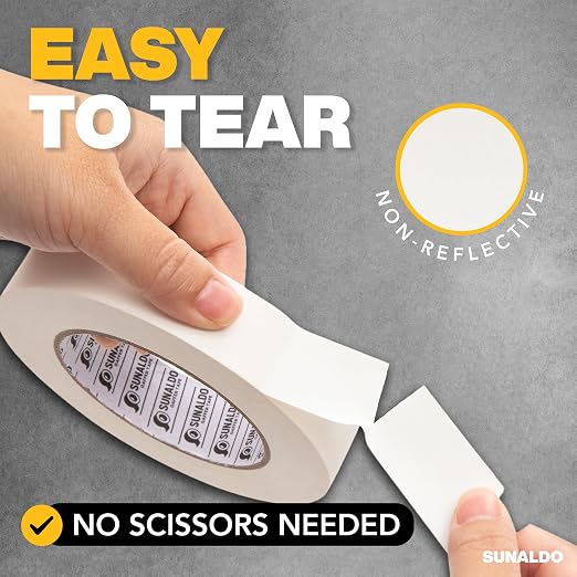 Gaffers Tape Heavy Duty, Easy to Rip, Residue-Free Professional Grade Floor Tape for Electrical Cords, Matte Finish Non Reflective, Weather Resistant (1, White, 1" x 30 Yards)