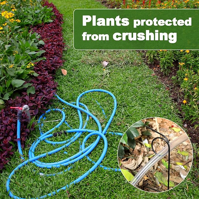 Teenyyou 3 Pcs Plant Protection Hose Guide 17.5 Inch Heavy Duty Metal Garden Stakes Plant Saving Water Hose Holder Lawn & Garden Watering Equipment 360 Degree Rotation for Yard Lawn