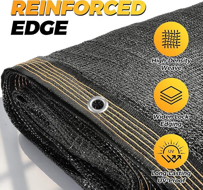 JOJOLEE 70% Sun Shade Cloth, 6.5x10FT Shade Net Mesh Tarp with Grommets, Black Sunblock Cover for Outdoor Patio Plants, Pergola, Greenhouse, Chicken Coop, Backyard, Balcony