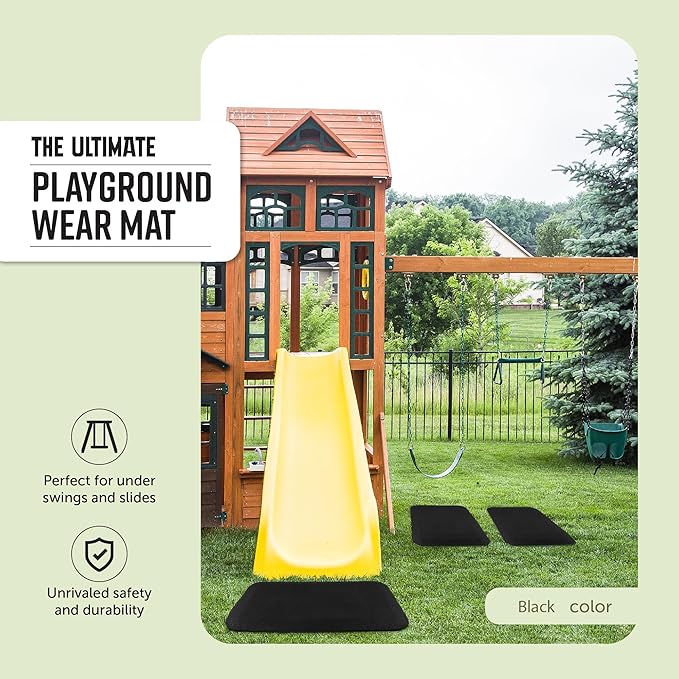 Playsafer Playground Safety Rubber Wearmat for Swingsets and Slides - 1" Thick X 24" W X 40" L (1 Pack, Black)