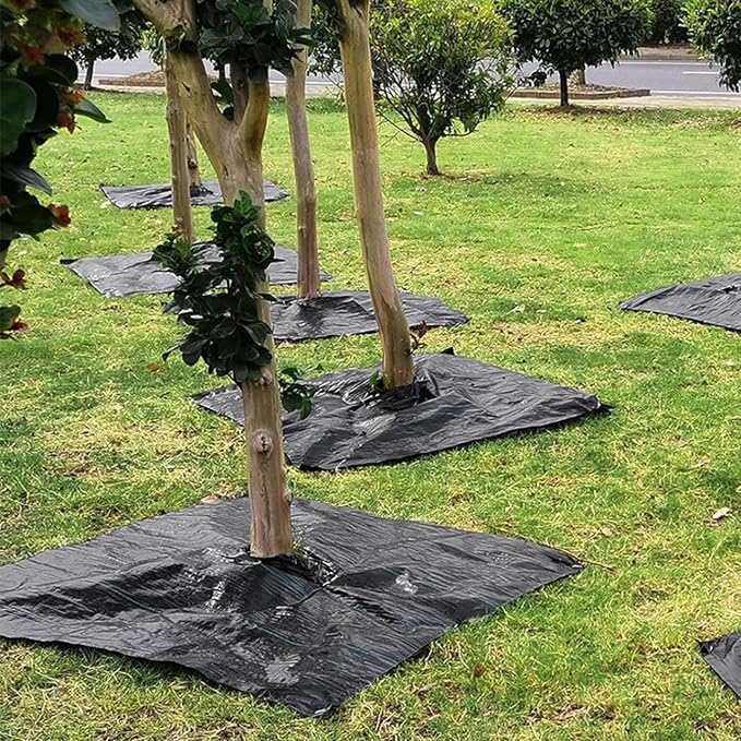 47in Premium Garden Weed Barrier Landscape Fabric Weed Barrier Fabric,Mulch mat,Mulch Ring,Tree Rings for Easy Set up and Superior Weed Control(10pcs)