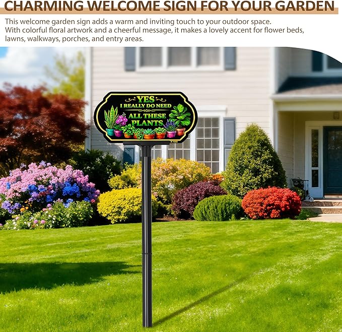 She Shed Sign Outdoor Garden Decor, 10x5 Inch Aluminum She Shed Yard Sign with Adjustable Stake, UV Printed Metal Garden Sign for Lawn Fence Wall, Gift for Women Gardeners