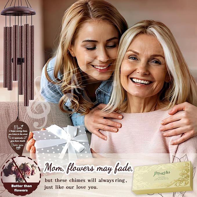 Gifts for Mom from Daughter Son,Bronze Wind Chimes, Best Mom Ever Gift for Mama Mother in Law，32"