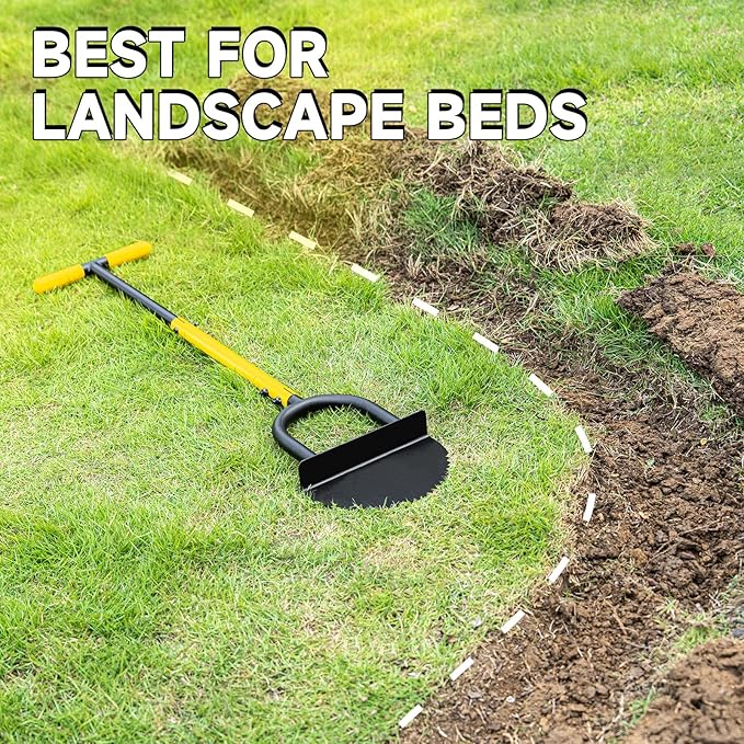 Manual Edger Lawn Tool with 38"-42" Adjustable Length, Saw-Tooth Border Edger with Wide Footplate Manganese Steel Blade, Garden Edging Tool for Flower Beds, Landscaping, Sidewalks, Yard