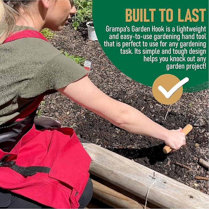 Grampa's Garden Hook - Weed Puller & Gardening Hand Cultivator - Versatile Tool That Functions as Cultivator, Hand Tiller, Weeder, & Edging Tool - Lightweight & Durable