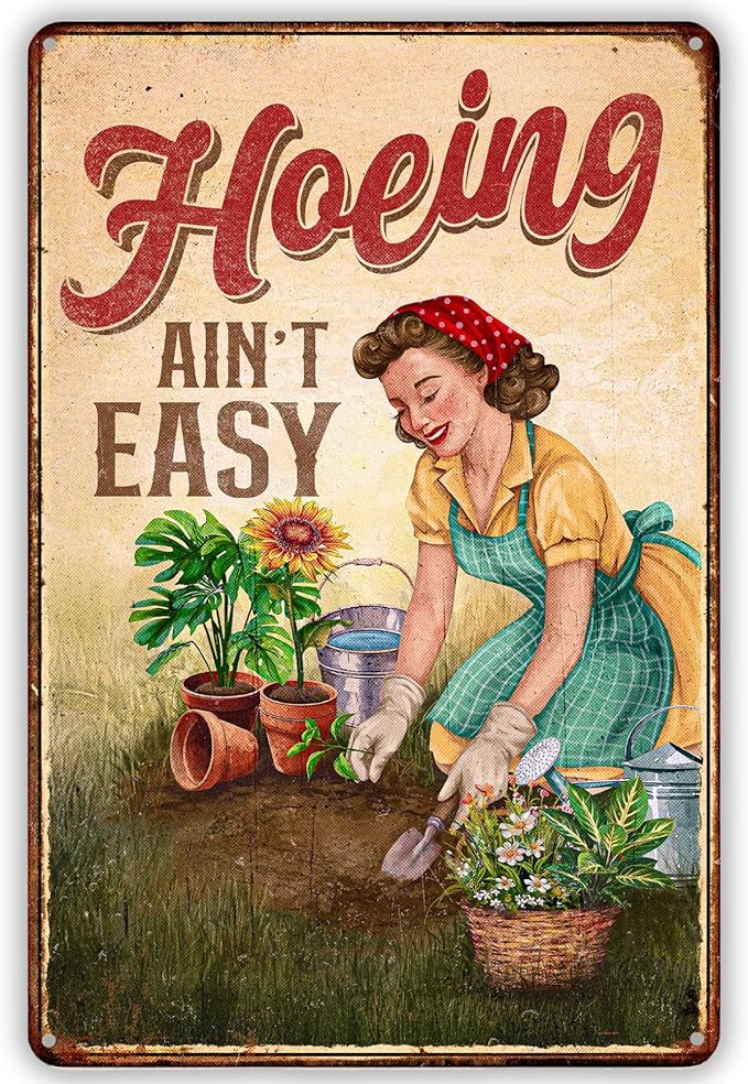 KORUBIA Mothers Day Gifts - Gardening Gifts for Women, Plant Lovers, Gardeners - Plant Garden Sign - Vintage Gardening Metal Signs for Outdoor - Home Greenhouse Decor Garden Signs, 12''x8'' Metal Sign