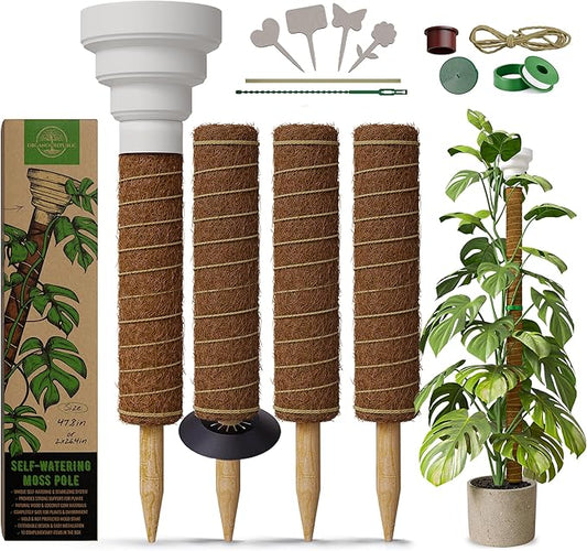 Organo Republic Moss Pole Monstera Plant Support Stakes - 2x26.4 or 48.7" Unique Self-Watering, Extendable Coco Coir Pole for Climbing Plant Supports for Potted Plants Indoor, Totem Pole for Pothos