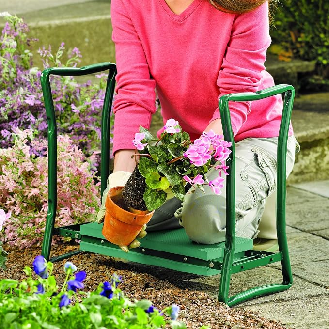 Collections Etc Garden Kneeler and Seat, Green