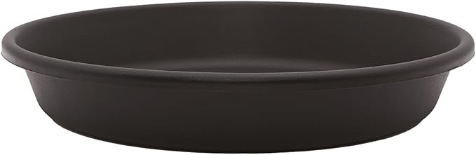 The HC Companies Flower Pot Saucers - Plastic Plant Saucer for Outdoors & Indoors - Traditional Design Plant Pot Trays for Water Drainage - Durable & Stylish Round Plant Tray (12-inch Black)