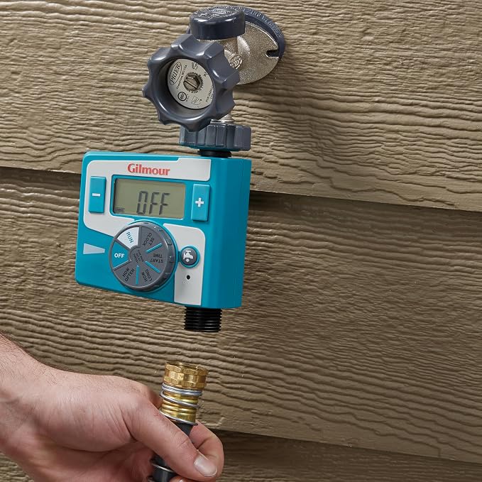 Gilmour Single Outlet Electronic Water Timer for Garden Hose, Irrigation Timer for Sprinklers and Drip Lines, Blue