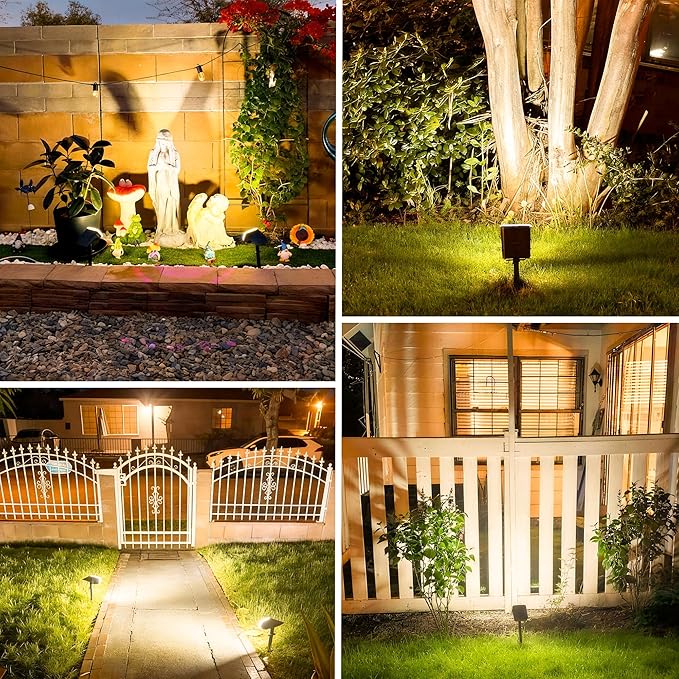 JEJOT Solar Spotlights, Super Bright LED, 2 CCT Warm & Cool Light, Solarspot Lights for Outside Landscape Auto On/Off -2 Pack