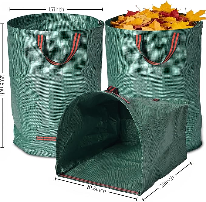 yard waste bags, 1pc 52-gallon and 2pc 79-gallon, suitable for grass clippings, fallen leaves, tree trimming, yard debris, grass clippings, and foldable trash can