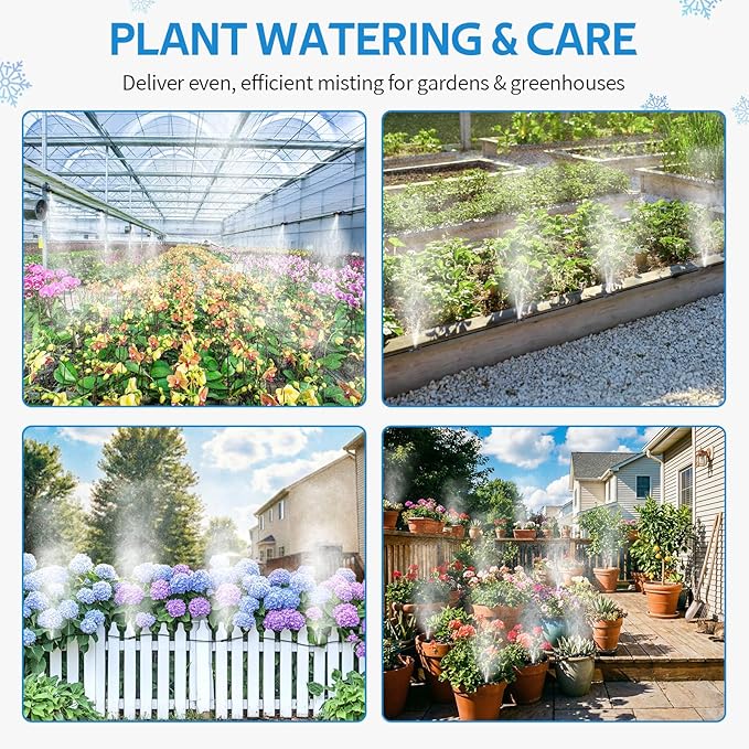 HOMENOTE Misting Cooling System, 98FT(30M) Pre-Assembled Kit with 27 Brass Nozzles & 3/4" Brass Adapter, Cooling Mister for Patio, Backyard, Pets, Garden & Greenhouse