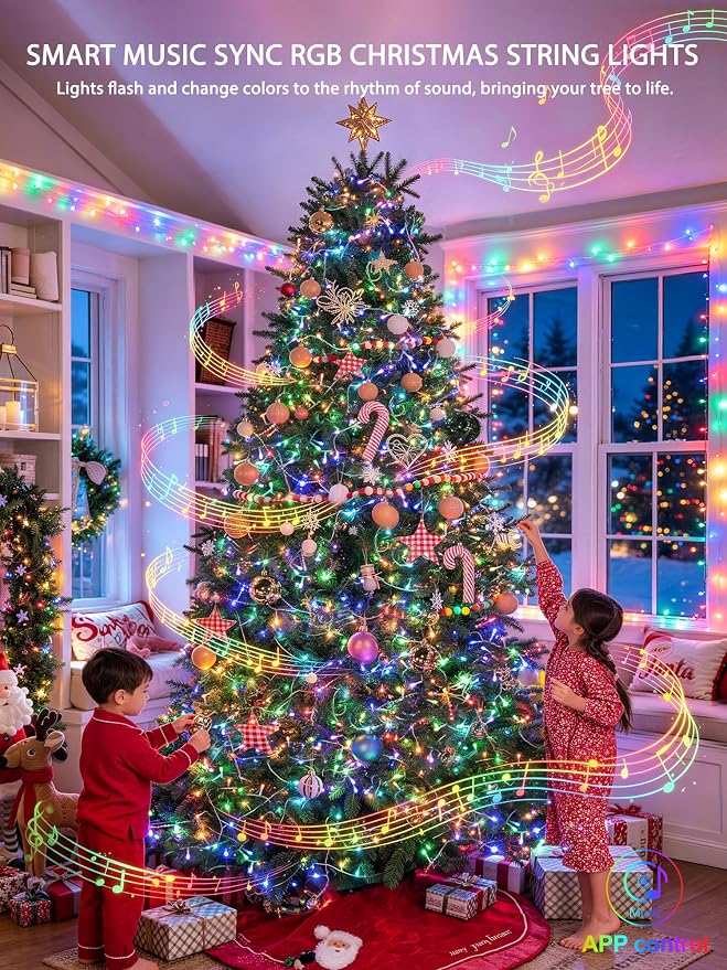 JMEXSUSS 400 LED RGB String Light Outdoor Indoor, Christmas Lights Outdoor Clear Wire Christmas Lights Plug in for Bedroom Tree Room Party Birthday Decorations