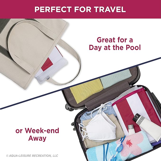 Aqua 2-in-1 Catalina XL Pool Float & Hammock – 1-2 Person, Multi-Purpose, Inflatable Pool Floats for Adults – Burgundy/White Stripe