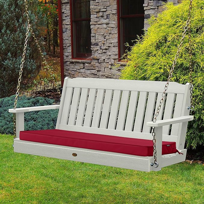 Outdoor Bench Cushions 59 x 18 Inch Thick Waterproof Porch Swing Cushions with Tie Patio Furniture Chair Cushion Bench Pad 5 Year Color Fastness Backyard Seat Pads Burgundy
