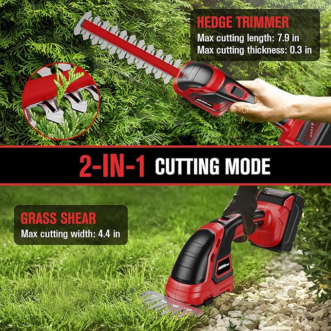 HEINPRO Cordless Hedge Trimmer Compatible with Milwaukee M18 Battery (Battery not Included), Electric Hedge Trimmer Cordless Grass Trimmers, Bush Trimmers Grass Shears Handheld for Yard,Garden