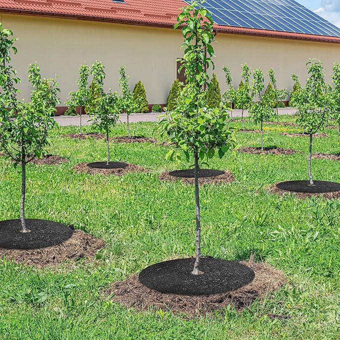 Garvee 6 Pack 24 Inch Heavy Duty Rubber Mulch Ring for Trees - Round Tree Mulch Ring - Weed & Grass Control, Root Protection - No Staples Needed
