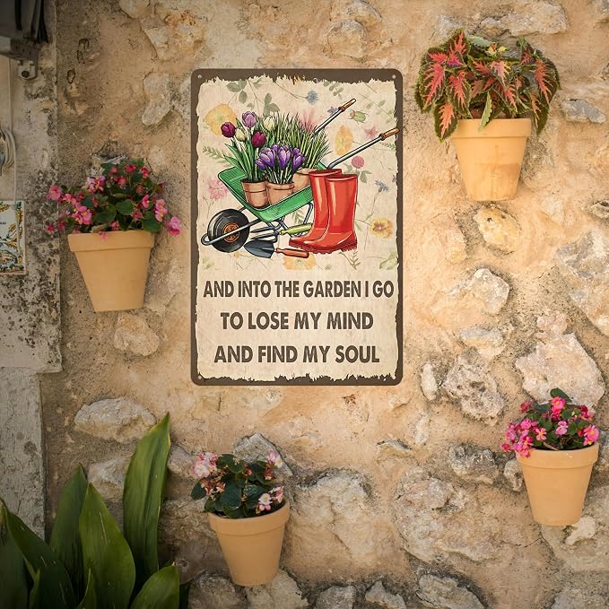 Funny Garden Signs I Go To Lose My Mind And Find My Soul Metal Tin Sign Gardens Signs Decorative Outdoor Yard Signs Decor 8x12 Inch