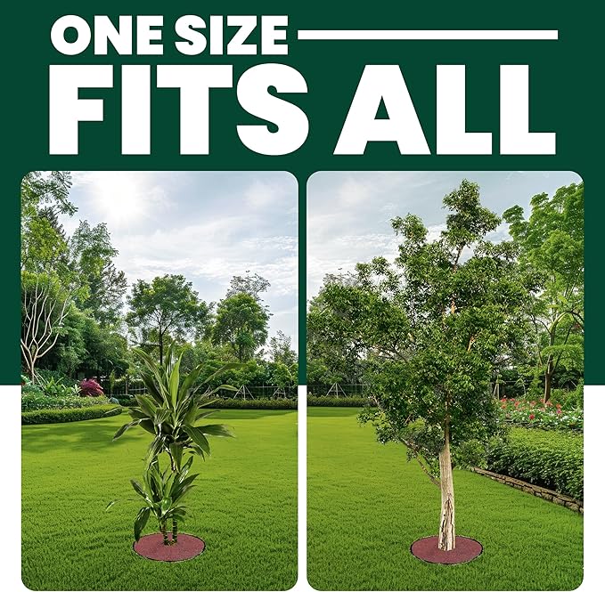 24-inch Heavy Duty Reversible Mulch Ring Tree Protector Rubber Mat for Tree Protection – Natural Look Weed Preventer Ring with Easy Installation - (Reversible)