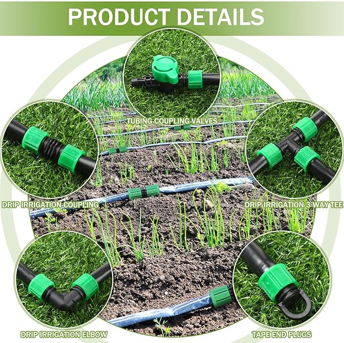 1000 ft 5/8 Inch Drip Tape Irrigation Kit Drip Tape 16 Mil 8" Spacing Hose Garden Watering Tubing System Automatic Irrigation Equipment for Plant, Landscape, Yard, Lawn and Farm
