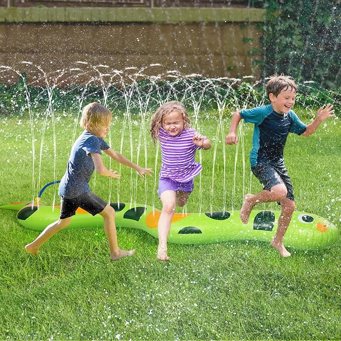 95" × 12" Extra Large Snake Sprinkler for Kids - Inflatable Kids Sprinkler for Yard, Toddler Water Outdoor Toys, Durable Splashing Fun Summer Toys for Garden Lawn, Attaches to Garden Hose