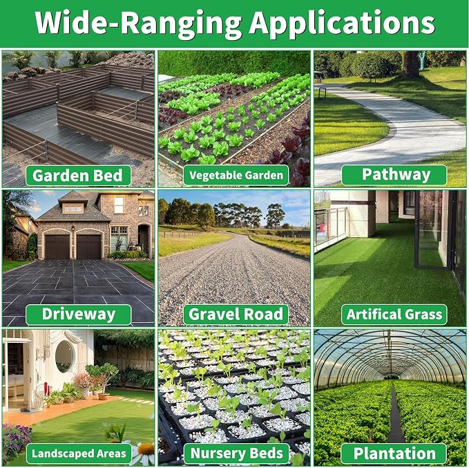 6FT X 330 FT Weed Barrier Landscape Fabric Heavy Duty,3.2 OZ Premium Garden Weed Blocker Fabric for Weed Control, Plastic Ground Cover with Woven Weed Cloth,Durable Landscaping Fabric